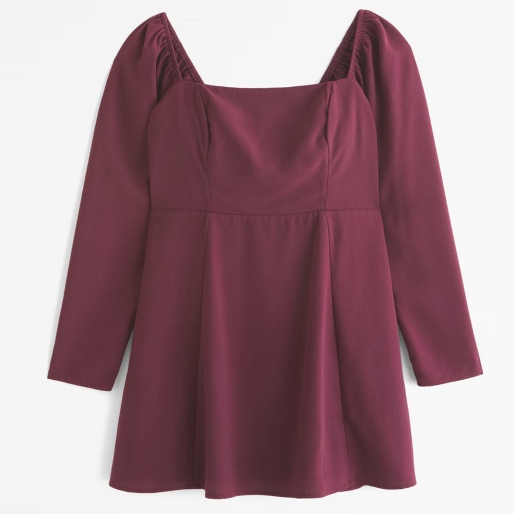 Long-Sleeve Crepe Mini Dress